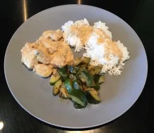 Assiette de filet mignon avec riz et courgette de Céline Lehmans
